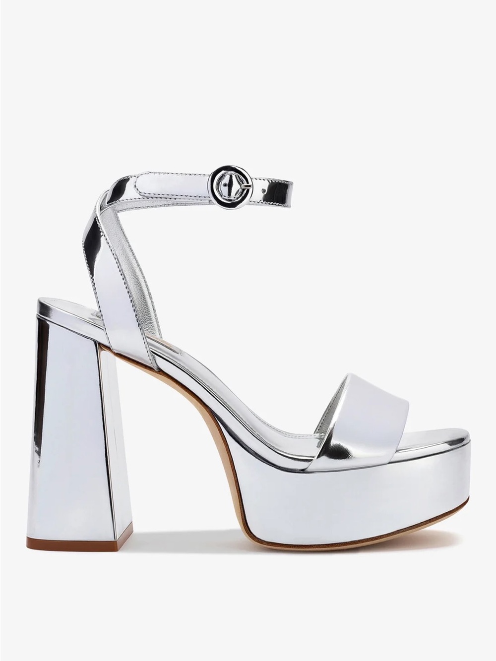 Larroude Silver Metallic Platform Sandals